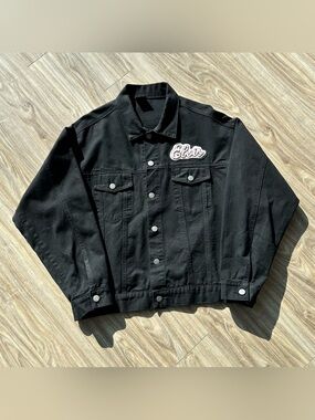 Rare Vintage Men’s Elvis Presley Black Denim Jacket Size Large By Diamond Dust